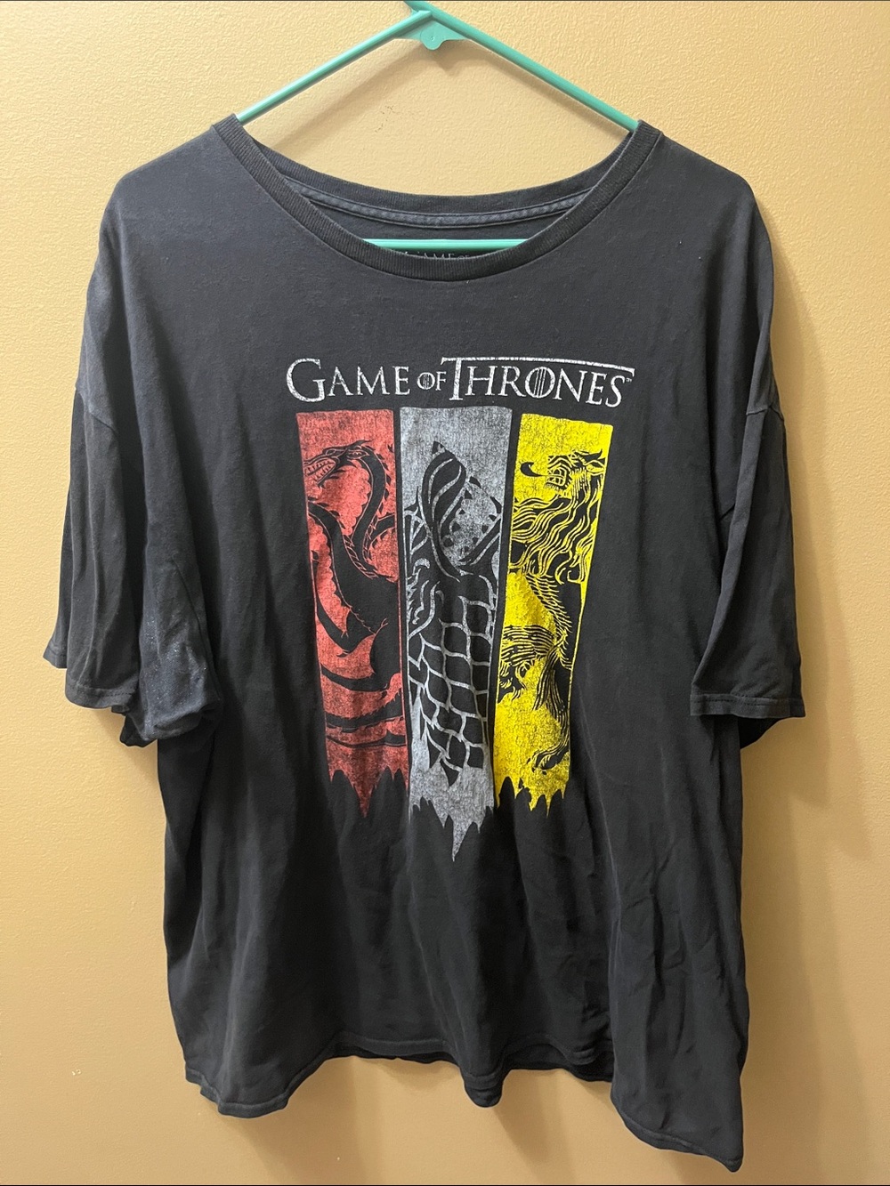 Game of Thrones Houses Targaryen Stark Lannister Black T shirt size XXL